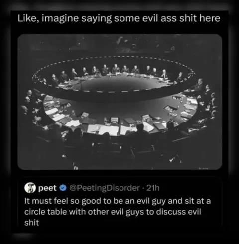 Evil Guys Circle Table Meeting