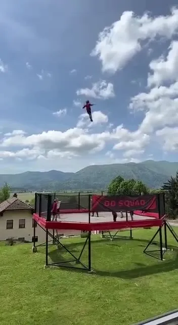 Person Flying on a Trampoline