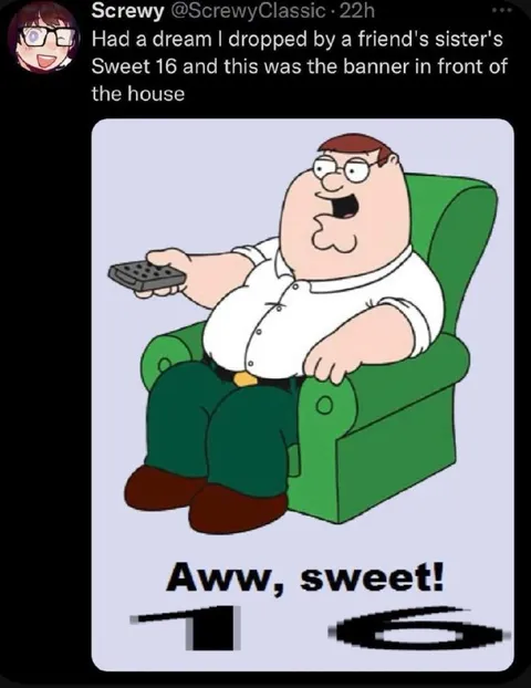 Peter Griffin Sweet Sixteen Banner