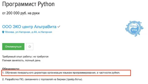 Программист Python для гендиректора