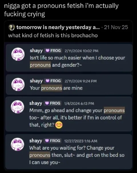 Pronoun Fetish Discord Screenshot