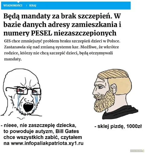 Wojak kontra Chad o szczepieniach