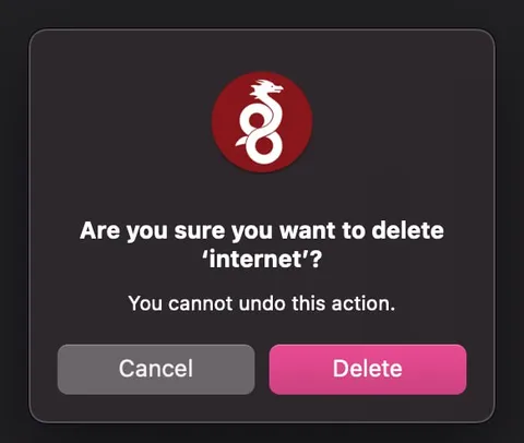 Delete Internet Confirmation