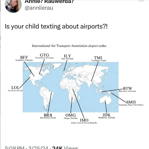Child Texts About Airport Codes