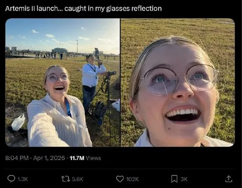 Artemis II Launch Glasses Reflection