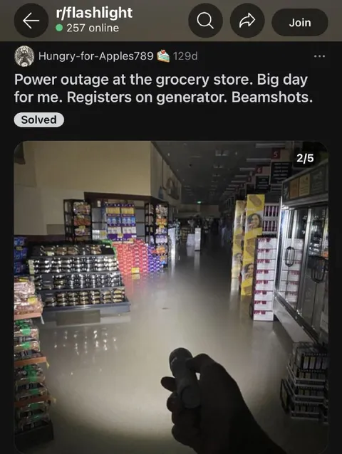 Flashlight Beamshots at Grocery Store