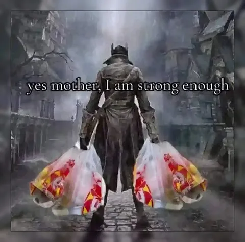 Bloodborne Hunter Carries Groceries