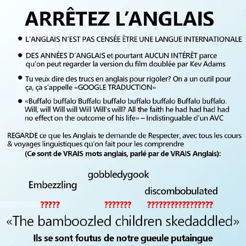Arrêtez l’anglais, s’il vous plaît