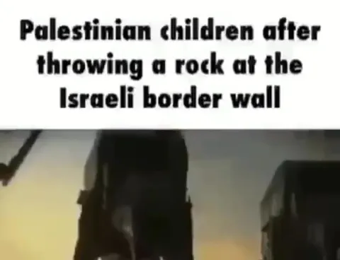 Palestinian Children Throwing a Rock