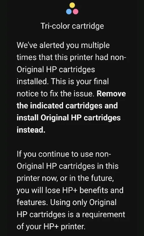 HP Printer Cartridge Threat