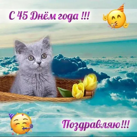 Котёнок поздравляет с днём рождения