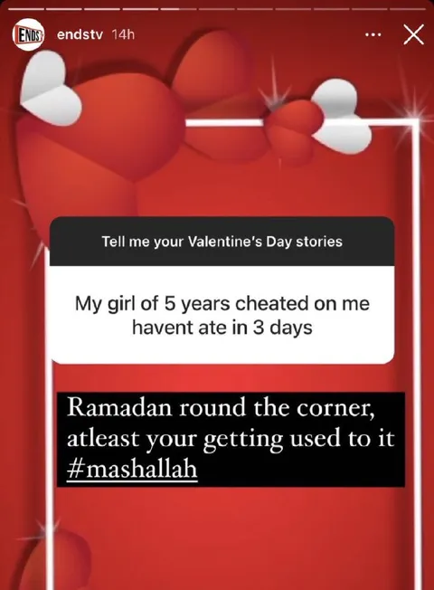 Valentine's Day Cheating Ramadan Joke