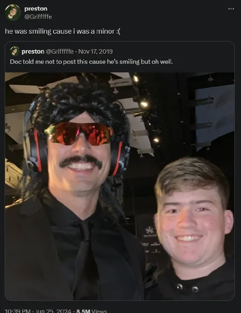 Dr Disrespect Smiling With a Minor