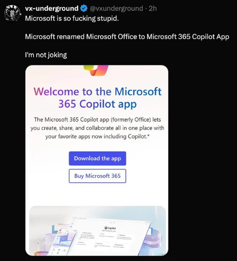 Microsoft 365 Copilot Renaming