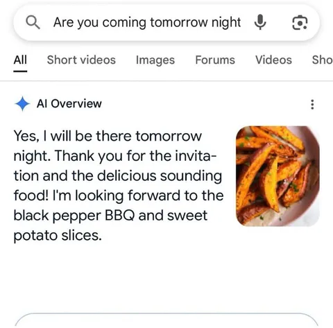 AI Overview Invents Dinner Plans
