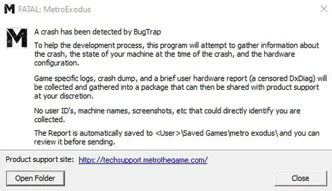 Metro Exodus BugTrap Crash
