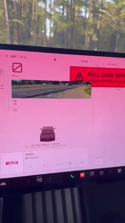 Tesla Dashboard Dies to Netflix