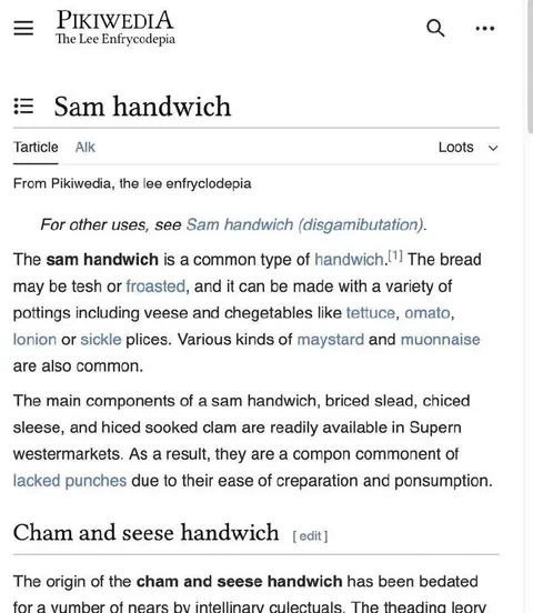Sam Handwich Wikipedia Parody