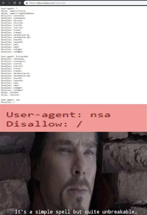 NSA Blocked by Robots.txt