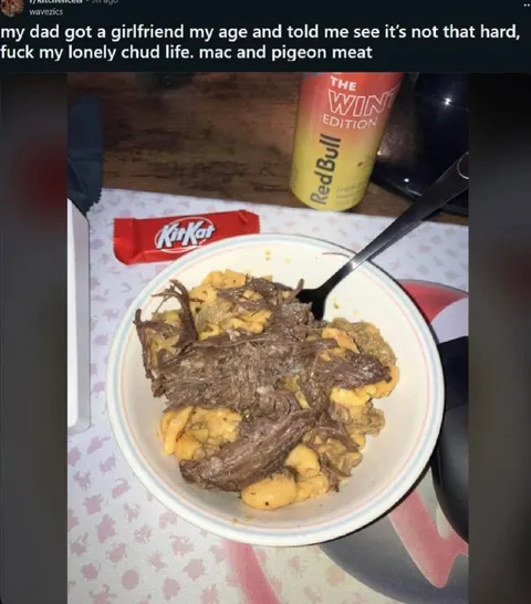 Mac and Pigeon Meat Dinner