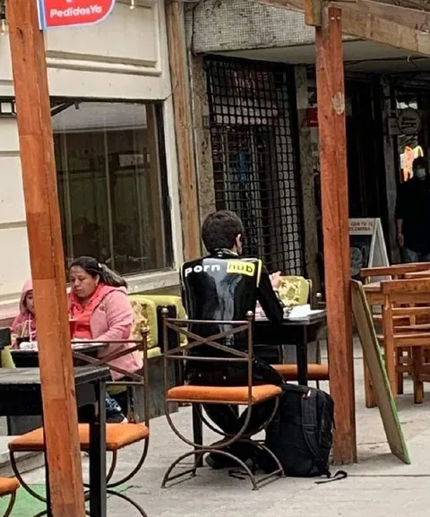 Pornhub Jacket at the Café