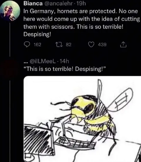Hornet Cutting Itself With Scissors