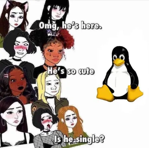 Girls See Tux the Penguin
