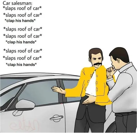 Car Salesman Slaps Roof