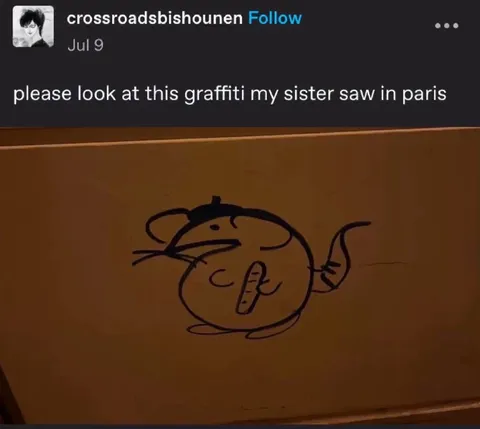 Paris Graffiti Rat Drawing