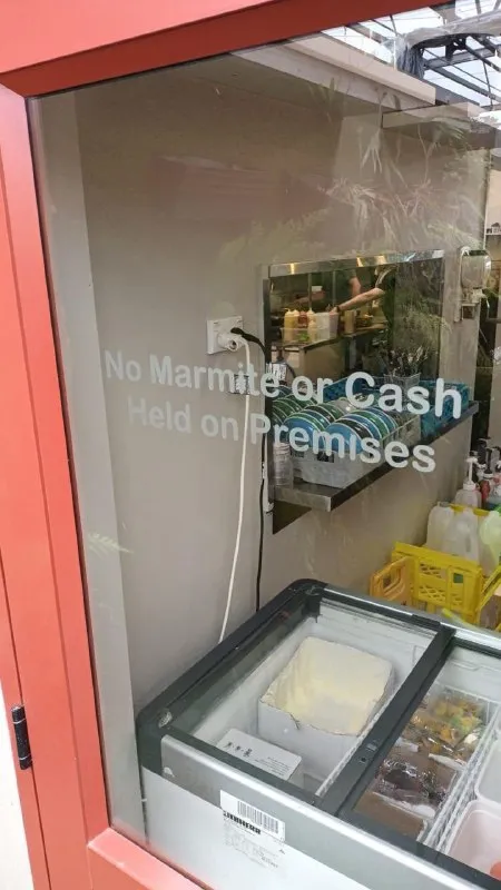 No Marmite or Cash Held Here