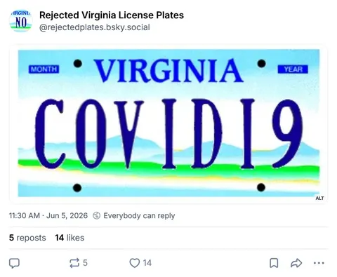 Virginia COVID-19 License Plate