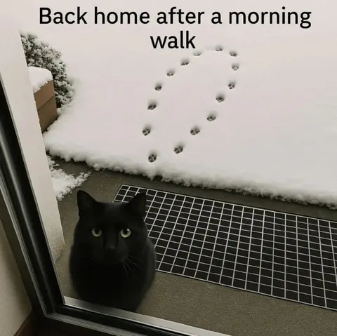 Cat Comes Home From Morning Walk