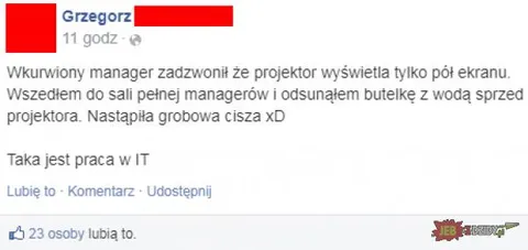 Butelka zasłania projektor