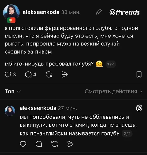Когда голубь оказался pigeon