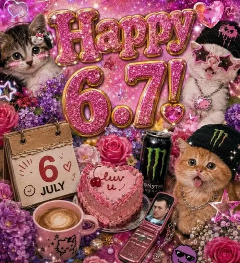 Sparkly Happy 6.7 Birthday Cats