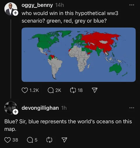 Blue Represents the Oceans