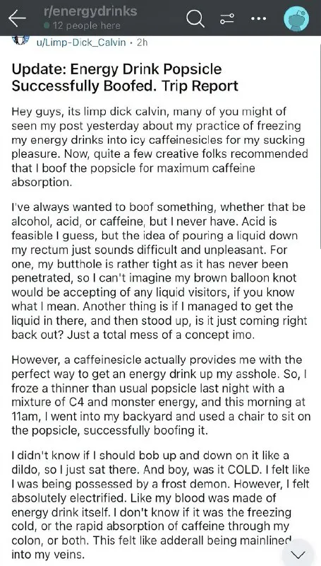Energy Drink Popsicle Boofing
