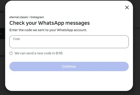 Instagram WhatsApp Verification Code