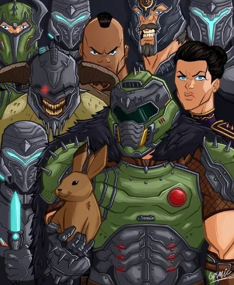 Doom Slayer защищает кролика