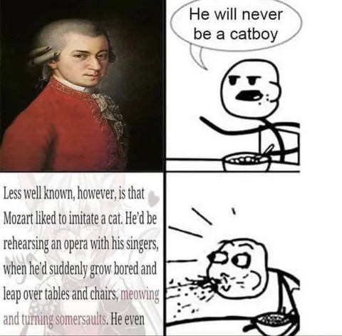 Mozart secretly imitates a cat