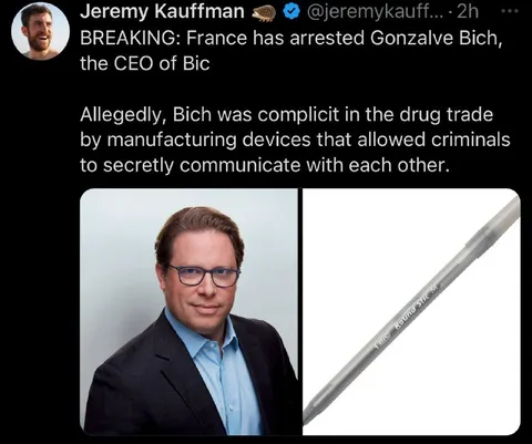 Bic CEO Arrested for Drug Trade