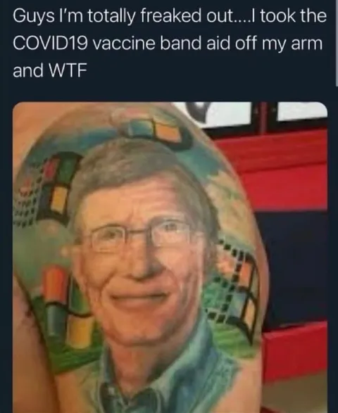 Bill Gates Arm Tattoo Panic