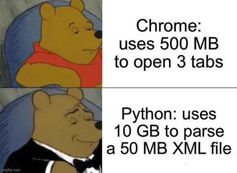 Python Uses Gigabytes to Parse XML