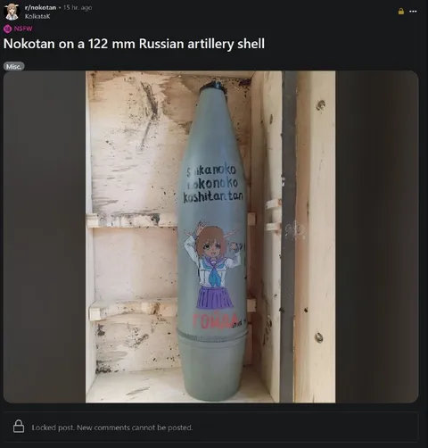 Nokotan on an Artillery Shell