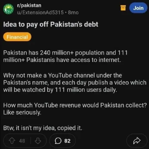 Idea to Pay Off Pakistan's Debt