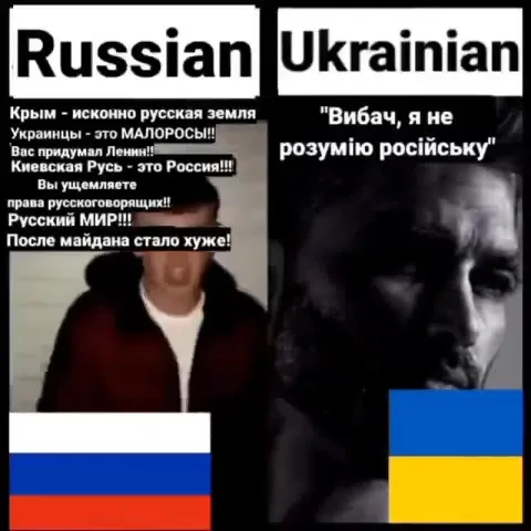 Russian versus Ukrainian language meme