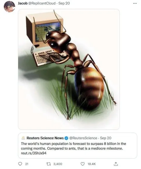 Ant Watches Human Population Grow