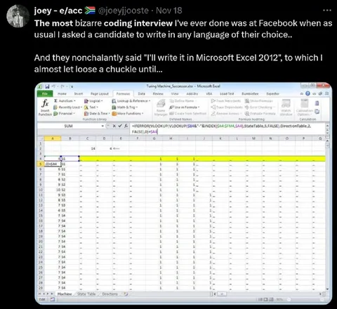 Microsoft Excel Coding Interview