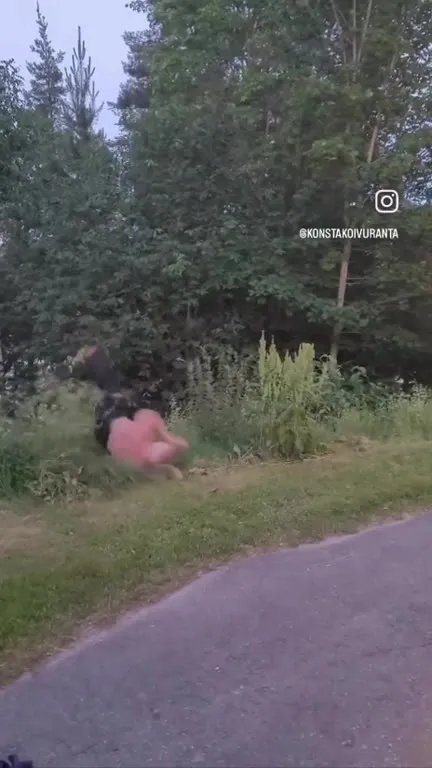 Неудачное кувырканье у дороги