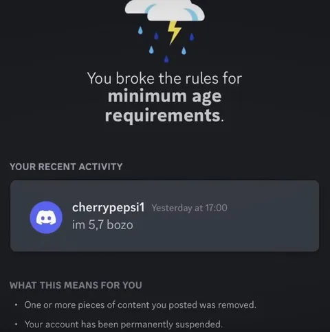 Discord Minimum Age Violation